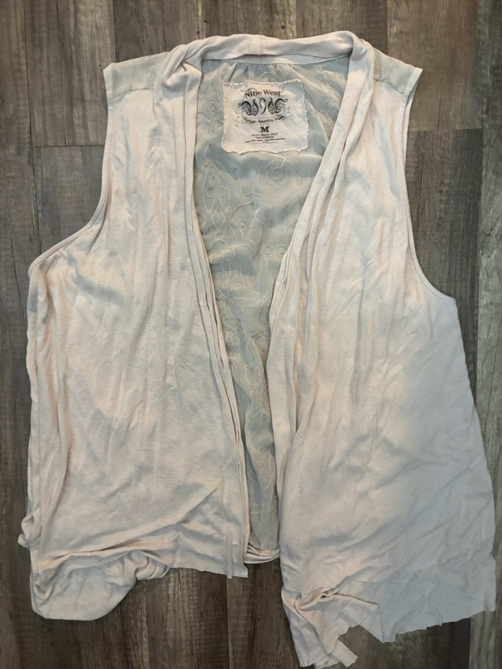 Nine West Light Pink Draped Open-Front Sleeveless Tank